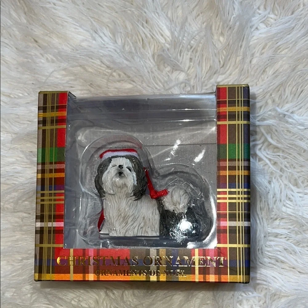 NIB Maltese Dog Christmas Ornament with Santa Hat